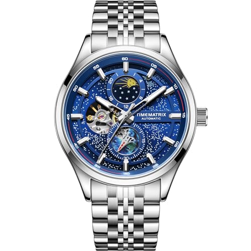 TIMEMATRIX Time Matrix Herren-Armbanduhr Space-Time Serie Automatik (Modell: TMX6011, blau), Blau, Time Matrix Herren-Automatikuhr von TIMEMATRIX