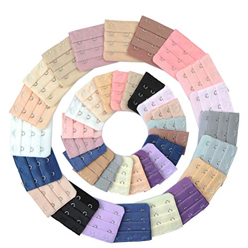 TIMESETL Bra Extender BH Verschluss Verlängerung - 40Stück BH Extender Verlängerung mit 2Haken 3Haken Büstenhalter Erweiterung Gurt mit 20 Farben je 2 Arte von TIMESETL