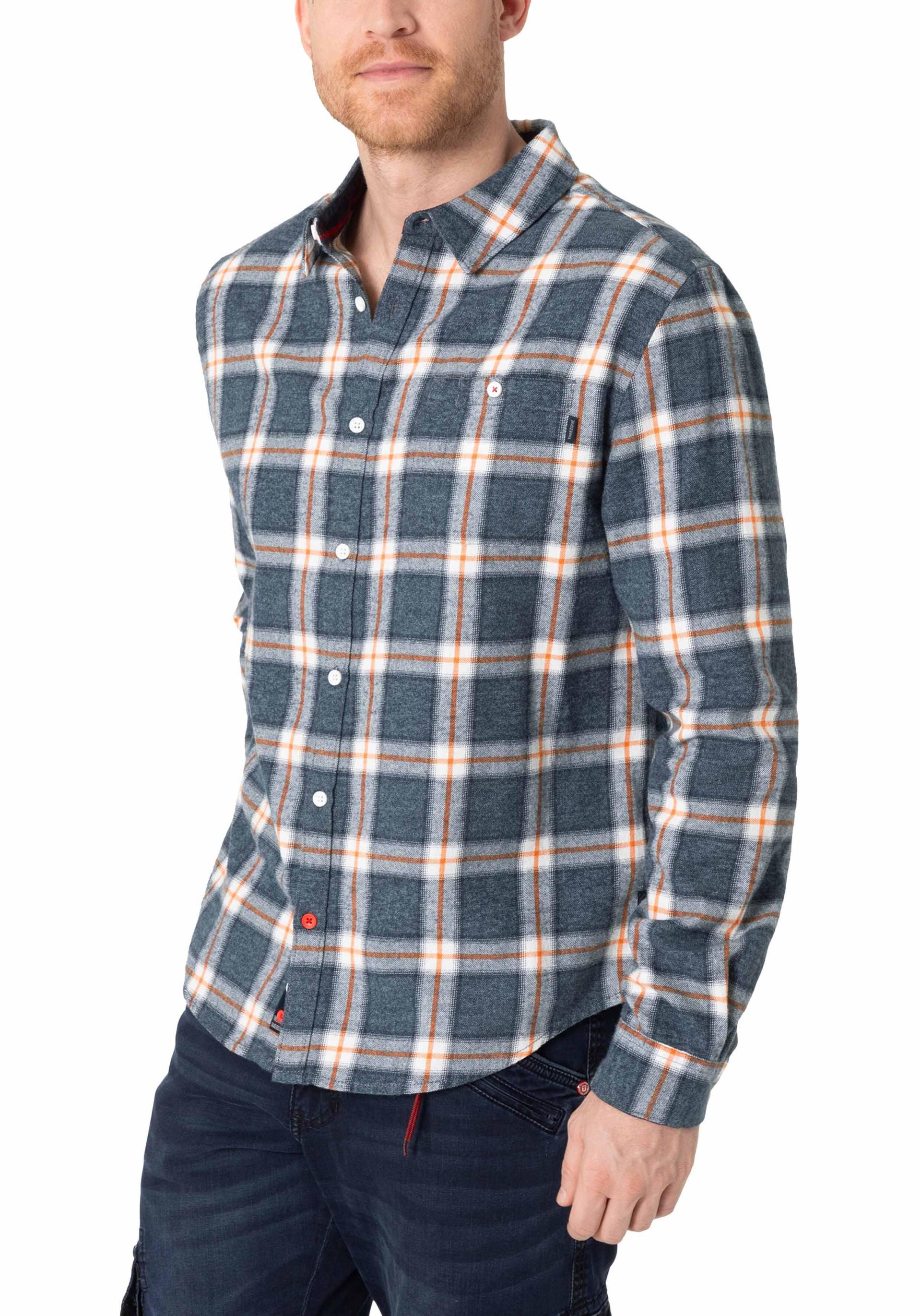 TIMEZONE GmbH - Check Classic Shirt blue orange check - Gr. - M von TIMEZONE GmbH
