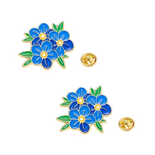 Forget Me Not Pin Badge Blue Flower Enamel Brooch, Clothes, Schoolbag Decorations (2, Blaue Sternblume) von TIMIFUN