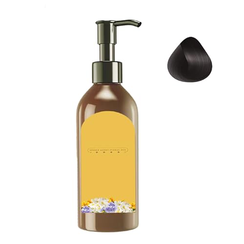 Pflanzenblüten-Haarfarbe, langanhaltendes natürliches Haarfärbeshampoo, natürlicher Duft für Frauen und Senioren (Dunkelbraun) von TIMIFUN