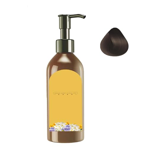 Pflanzenblüten-Haarfarbe, langanhaltendes natürliches Haarfärbeshampoo, natürlicher Duft für Frauen und Senioren (Kastanienbraun) von TIMIFUN