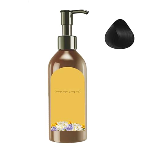 Pflanzenblüten-Haarfarbe, langanhaltendes natürliches Haarfärbeshampoo, natürlicher Duft für Frauen und Senioren (Naturschwarz) von TIMIFUN