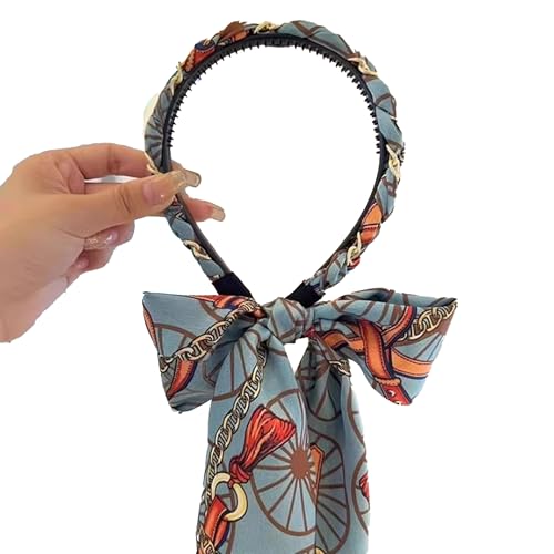 Satin Fabric Hair Bands, Adjustable Retro Satin Cross Knotted Fabric Headband With Tie, Girls Decoration, Suitable For Natural Hair (blau, Einheitsgröße) von TIMIFUN