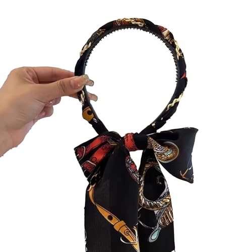 Satin Fabric Hair Bands, Adjustable Retro Satin Cross Knotted Fabric Headband With Tie, Girls Decoration, Suitable For Natural Hair (schwarz, Einheitsgröße) von TIMIFUN