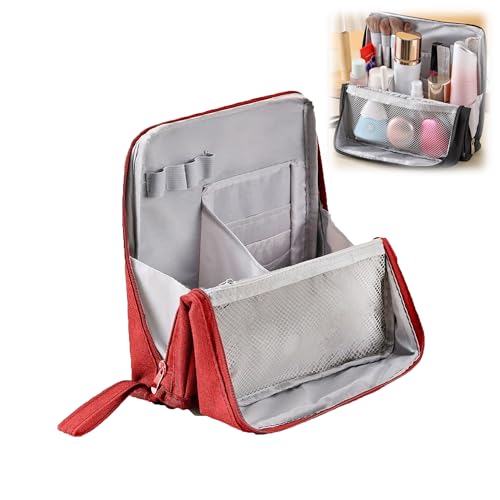 Standing Up Makeup Bag, wasserdichte Vertikale Aufbewahrungstasche fürs Büro, Geeignet für Kosmetik und Schreibwaren (Rotwein) von TIMIFUN