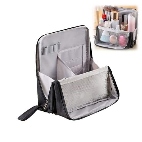 Standing Up Makeup Bag, wasserdichte Vertikale Aufbewahrungstasche fürs Büro, Geeignet für Kosmetik und Schreibwaren (Schwarz) von TIMIFUN