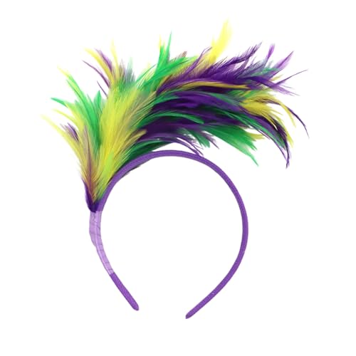 20er Jahre Stirnband Feder Haarreif Haarband Hochzeit Kopfbedeckung Feather Headband Fascinator Cosplay Haarband Feder Haarreif Kopfbedeckung für Party Cocktail Hochzeit (Multicolour, One Size) von TIMIYUYU