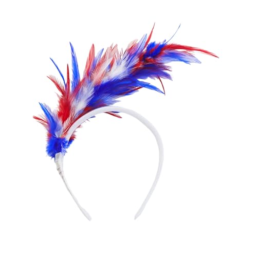 20er Jahre Stirnband Feder Haarreif Haarband Hochzeit Kopfbedeckung Feather Headband Fascinator Cosplay Haarband Feder Haarreif Kopfbedeckung für Party Cocktail Hochzeit (Watermelon Red, One Size) von TIMIYUYU