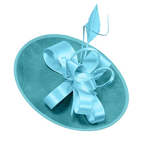 Braut Fascinator Blumen Kopfschmuck Damen HaarClip Hut Feder Haarschmuck Kopfbedeckung Hochzeit Stirnband Cocktail Headwear Frauen Mädchen Hüte Klassisch Tea Party Kirche (Light Blue, One Size) von TIMIYUYU