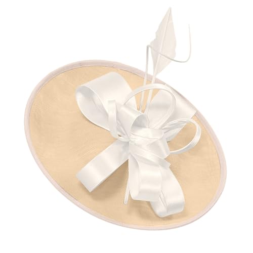 Braut Fascinator Blumen Kopfschmuck Damen HaarClip Hut Feder Haarschmuck Kopfbedeckung Hochzeit Stirnband Cocktail Headwear Frauen Mädchen Hüte Klassisch Tea Party Kirche Hochzeit (Beige, One Size) von TIMIYUYU