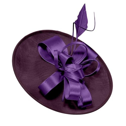 Braut Fascinator Blumen Kopfschmuck Damen HaarClip Hut Feder Haarschmuck Kopfbedeckung Hochzeit Stirnband Cocktail Headwear Frauen Mädchen Hüte Klassisch Tea Party Kirche Hochzeit (Purple, One Size) von TIMIYUYU
