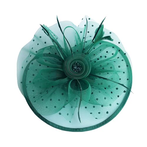 Braut Fascinators Hut Blumen Damen Mädchen Haar Mesh Feder Elegant Haarklammer 20er Jahre Kopfschmuck Cocktail Tea Party Kopfbedeckung Stirnband Haarschmuck für Hochzeit Cocktail (Green, One Size) von TIMIYUYU