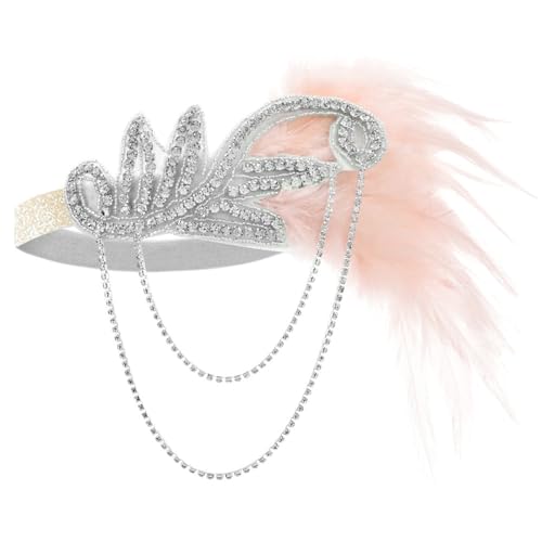 Damen 1920er Feder Stirnband Damen FaschingKostüm Accessoires Vintage Haarbänder Schwarze Vintage Schwarzer Feder Kopfschmuck Feder Flapper Stirnband 20er Jahre Kopfbedeckung Zubehör für (One Size) von TIMIYUYU