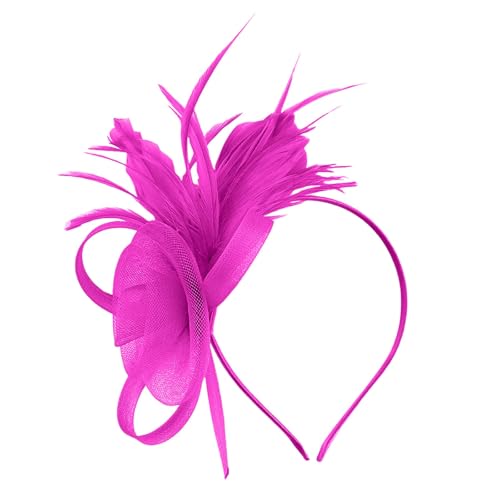 Damen Fascinator Hut Mesh Federn Stirnband Tea Party Club Kopfbedeckung Haarschmuck für Party Kirche Hochzeit für Frauen Mädchen Eleganter Fascinator Hut mit Federn Schleier Stirnband (One Size) von TIMIYUYU