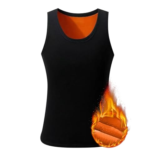 Damen Innenfleece Tank Tops Ärmellos Damen Innenfleece Tank Tops Ärmellos Thermo Shirts Camisole Thermo Fleece Gefütterte Unterwäsche Oberteil U-Ausschnitt Damen Warm Basic Top Winter (BK1, XXXXXL) von TIMIYUYU