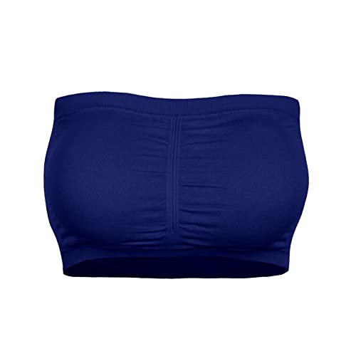 Damen Trägerloser Bandeau BH Bandeau Tops Comfort Bra Dehnbare Nahtlose Bralette Bandeau Weiche Trägerlos BH Nahtlose Weicher Bralette Push Up BH Nahtloses Bandeau für Frauen, Abnehmbarer (Navy, XL) von TIMIYUYU