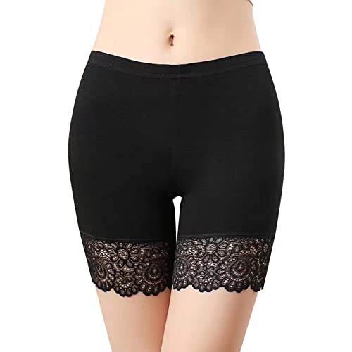 Damen Unterhose Shorts Kurz Hose Miederhose Spitze Panties Nahtlose Unterwäsche Shapewear Kurze Hose Leggings Sporthose High Waist Radlerhose Unter Hose Kurz Hohe Taille für Rock Kleid (Black, L) von TIMIYUYU