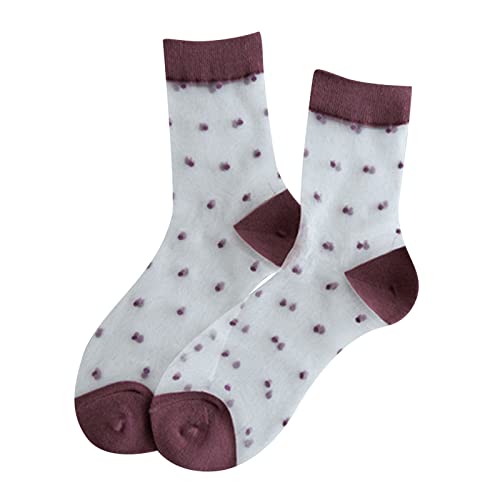 Durchsichtig Damen Nylon Dünn Socken Transparente Feinsöckchen Elastische Dünne Knöchelsocken Nylon Söckchen Nylon Feinsöckchen Damensocken High Ankle Sheer Socken Feinstrumpfsöckchen (Wine, One Size) von TIMIYUYU