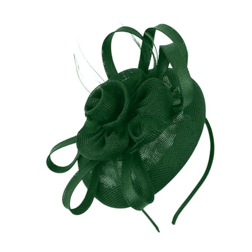 Eleganter Damen Haarschmuck Feder Mesh Tea Party Stirnband Fascinator Hut FascinatorClips Hut Damen Haarschmuck Mit Feder Mesh Fascinator Hut Für Party Kirche Hochzeit Cocktail für (Green, One Size) von TIMIYUYU