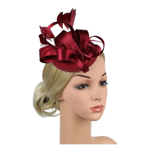 Fascinators Hut für Frauen Elegant Feder Bowler Hut Fascinators Schleier Hochzeit Fascinator Kopfbedeckung Fascinators Stirnband Blumen Cocktail Mesh Federn Hut für Hochzeit Party Kirche (One Size) von TIMIYUYU