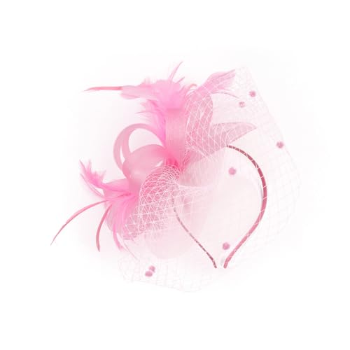Fascinators für Frauen 1920er Jahre Teeparty Hut Federn Schleier Mesh Stirnband Braut Kopfschmuck Hochzeit Cocktail Haarreif Karneval Teeparty Kirche Haarschmuck Federkleid Kopfschmuck (One Size) von TIMIYUYU