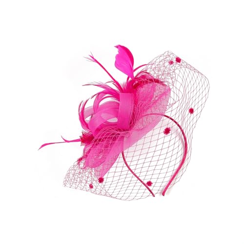 Fascinators für Frauen 1920er Jahre Teeparty Hut Federn Schleier Mesh Stirnband Braut Kopfschmuck Hochzeit Cocktail Haarreif Karneval Teeparty Kirche Haarschmuck Federkleid Kopfschmuck (One Size) von TIMIYUYU