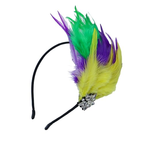 Feder Haarreif Feder 20er Jahre Fascinator Kopfschmuck für Damen Federkopfschmuck Kopfschmuck 1920er Vintage Feder Haarreif Kopfbedeckung für Frauen Karneval Cocktail Hochzeit (Multicolour, One Size) von TIMIYUYU