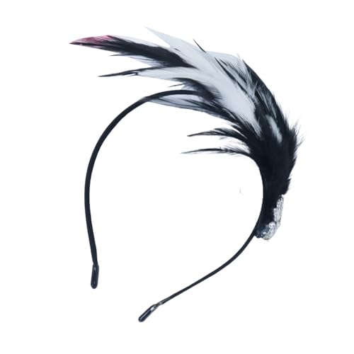 Feder Haarreif Feder 20er Jahre Fascinator Kopfschmuck für Damen Federkopfschmuck Kopfschmuck 1920er Vintage Feder Haarreif Kopfbedeckung für Frauen Karneval Cocktail Hochzeit (WH2, One Size) von TIMIYUYU
