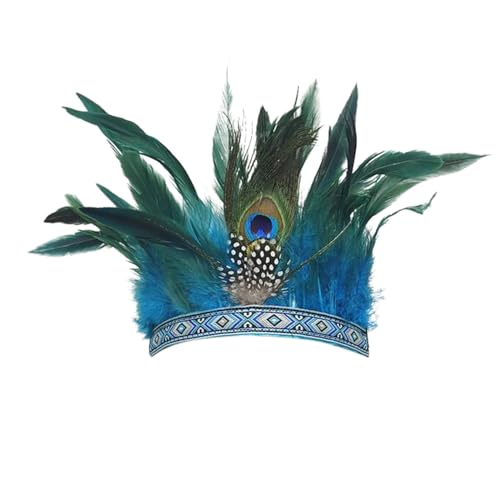 Federschmuck Accessoire für Damen Haarband Stirnband mit Federn Cosplay Haarband Karneval Party Kopfschmuck Vintage Feder Haarreif Feder Kopfbedeckung Kostüm für Frauen Fascinator (Sky Blue, One Size) von TIMIYUYU
