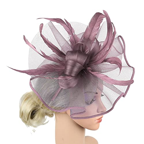 Hochzeit Fascinator Haarclip Hut Blumen Feder Kopfschmuck Hut Damen Feder Mesh Kopfbedeckungs Hut Vintage Teeparty Haarschmuck Abend Partys Mesh Hut Karneval Haarspangen Elegant Haarclip (One Size) von TIMIYUYU