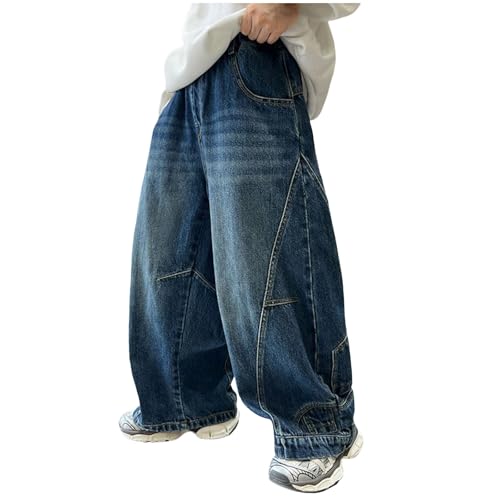 Jungen Jeanshose Denimhose Baggy Jeans Cargohose Kinder Straight Jeans Weite Bein Denimhose Jeanshose Loose Fit Denim Relaxed Denimhose Lässige Hosen Mode Stretch Breite Streetwear für 4-12 Jahre von TIMIYUYU