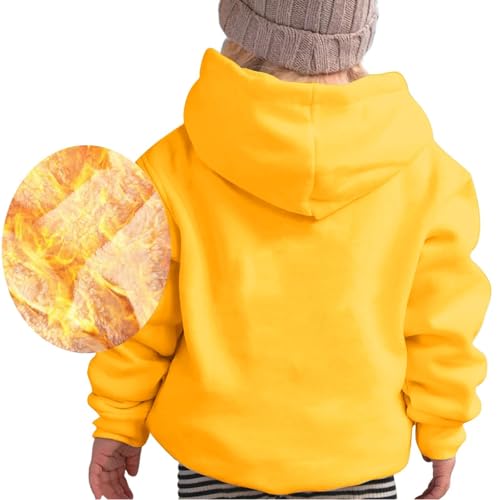 Jungen Mädchen Fleece Hoodie Hooded Sweatshirt Warm Gefütterte Kapuzenpullover für Mädchen Jungen Teenager Fleece Kapuzenpulli Fleece Loungewear Kapuzenpullover Wintermäntel für (Yellow, 5-6 Years) von TIMIYUYU