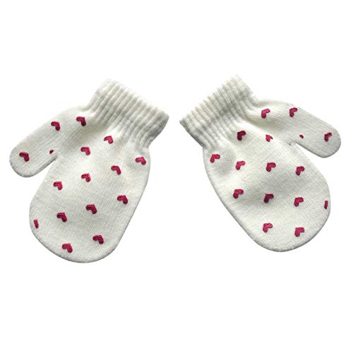 Kinder Handschuhe Winter Strickhandschuhe Gestrickt Handschuhe Unisex Fahrradhandschuhe Winterhandschuhe Stretch Thermo Vollfingerhandschuhe Weiche Fäustlinge für Jungen Mädchen 1-4 (White, One Size) von TIMIYUYU