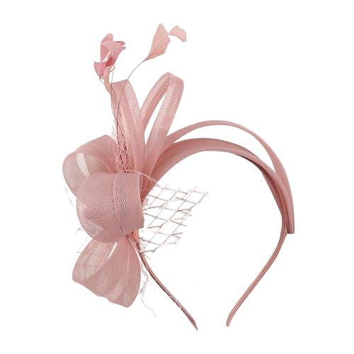 Kopfschmuck für Cocktail Teepartys Stirnband Fascinator Damen Mädchen Haarreifen Tüll Fascinator Mit Federn für Damen Modisches Make-up-Stirnband 20er 50er Schleier Hut Federn Schleier (One Size) von TIMIYUYU