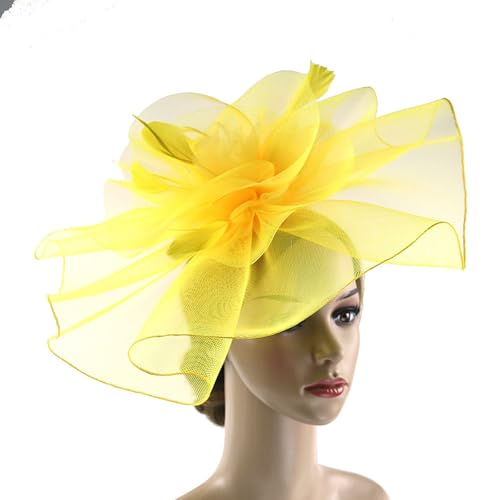 Mesh Federn Fascinator Hüte für Damen Fascinator Hut Flower Mesh Feather HairClip Fascinator Damen Karnevalshut Hochzeit Feder Fascinator Damen Haarschmuck Mesh Fascinator Hut Party (Yellow, One Size) Mesh Federn Fascinator Hüte für Damen Fascinator Hut Flower Mesh Feather HairClip Fascinator Damen Karnevalshut Hochzeit Feder Fascinator Damen Haarschmuck Mesh Fascinator Hut Party (Yellow, One Size) von TIMIYUYU