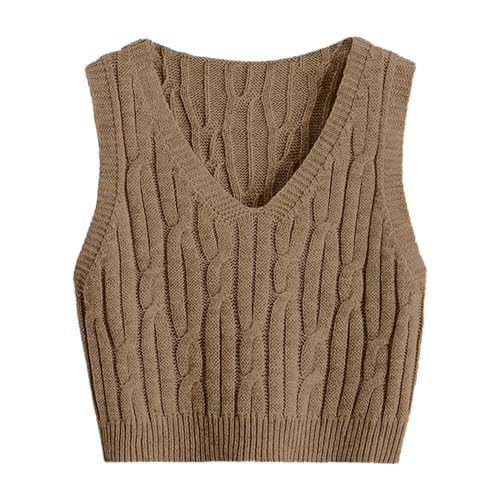 Pullunder Damen Strick Tank Top Crop Sweater Pullover Mädchen Freizeit Ärmellos Strickpullover Casual Einfarbig Strickweste Häkelweste Tanktop Basic Strickpullunder Streetwear Soft Casual (Brown, S) Pullunder Damen Strick Tank Top Crop Sweater Pullover Mädchen Freizeit Ärmellos Strickpullover Casual Einfarbig Strickweste Häkelweste Tanktop Basic Strickpullunder Streetwear Soft Casual (Brown, S) von TIMIYUYU