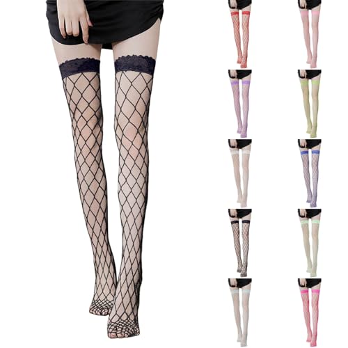 Spitze Halterlose Netzstrümpfe Overknees Sexy Fischnetz Stockings Damen Spitzen Oberschenkel Strümpfe Oberschenkelhohe Seidenstrümpfe Spitzenstrümpfe Transparent Strümpfe für Cosplay (Black, One Size) Spitze Halterlose Netzstrümpfe Overknees Sexy Fischnetz Stockings Damen Spitzen Oberschenkel Strümpfe Oberschenkelhohe Seidenstrümpfe Spitzenstrümpfe Transparent Strümpfe für Cosplay (Black, One Size) von TIMIYUYU