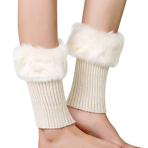 Stulpen Damen Mädchen Beinwärmer Gestrickt Beinstulpen Bein Wärmer Legwarmer Socken Warme Winter Kurze Beinhandschuhe Knit Stulpen Stiefel Boot Abdeckung Warm Stulpen Stiefel Socken (Beige, One Size) von TIMIYUYU