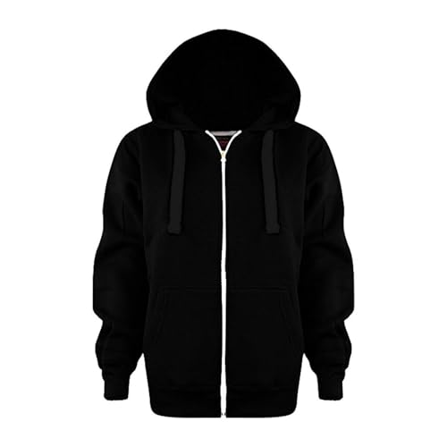 TIMIYUYU 1-14 Jahre KinderHoodie Jacke Reißverschluss Einfarbig Sportlich Kapuzenpullover Locker Sweatjacke Bequeme Zip Up Sweatshirt Einfarbig Strickjacke Jungen Mädchen Jacke Teenager (13-14 Years) von TIMIYUYU