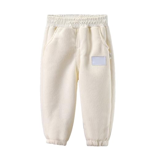 TIMIYUYU Baby Jungen Mädchen Cordhose Lässige Hose Elastisch Taille Warm Hose Baby Trousers Unterteile 1-13 Jahre Thermo Dick Fleece Gefüttert Hosen Warme Jogginhose Sweathose (Beige, 12-18 Months) von TIMIYUYU