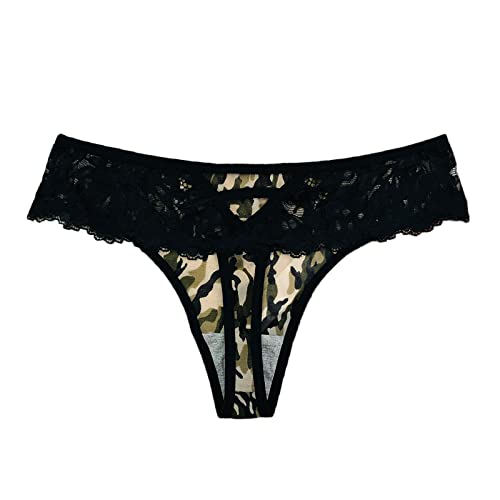 TIMIYUYU Damen Höschen mit Leopardenmuster Sexy String Tanga Hipster Dessous Niedrige Taille Mode Thongs Unterhose Bikini Panties V-String Thongs Leopard Unterwäsche G-String (ZJ-Camouflage, One Size) von TIMIYUYU