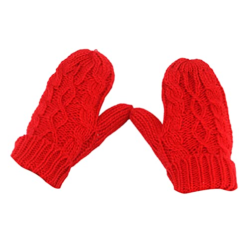 TIMIYUYU Fäustlinge Winter Handschuhe für Damen Winter Warm Strickhandschuhe Einfarbig Gestrickte Winterhandschuhe Herbst Fäustlinge Super Dicke Gestrickt Handschuhe Fausthandschuhe (Red, One Size) von TIMIYUYU