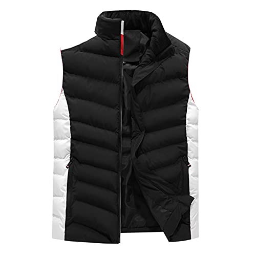 TIMIYUYU Herren Weste Daunenweste Dicke Warme Baumwolleweste Stehkragen Sportweste Freizeitjacke Ärmellose Übergangsjacke mit Reißverschluss Taschen Steppweste Männer Weste (Schwarz, 3XL) von TIMIYUYU