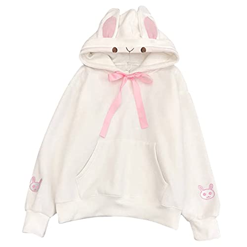 Kapuzenpullover Cartoon Hoodies Damen Teenager Kawaii Hoodie Sweatshirt Oberteile Mädchen Bequem Casual Pulli Langarm Kapuzenpulli Pullover Hoody Sport Outwear (Z1-White, L) von TIMIYUYU