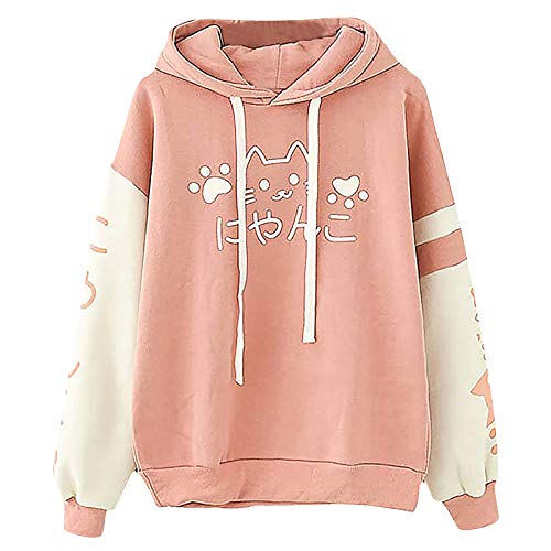 Kapuzenpullover Cartoon Hoodies Damen Teenager Kawaii Hoodie Sweatshirt Oberteile Mädchen Bequem Casual Pulli Langarm Kapuzenpulli Pullover Hoody Sport Outwear (Z7-Pink, One Size) von TIMIYUYU