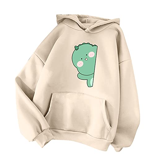 TIMIYUYU Pullover Teenager Mädchen Kawaii Hoodie Herbst Winter Kapuzenpullover Damen Pulli Casual Sweatshirt Kapuze Sport Outerwear Warme Pullover Oberteile (Beige11, L) von TIMIYUYU