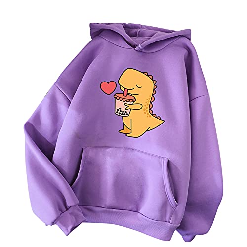 TIMIYUYU Pullover Teenager Mädchen Kawaii Hoodie Herbst Winter Kapuzenpullover Damen Pulli Casual Sweatshirt Kapuze Sport Outerwear Warme Pullover Oberteile (Lila5, M) von TIMIYUYU