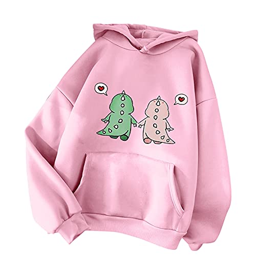 TIMIYUYU Pullover Teenager Mädchen Kawaii Hoodie Herbst Winter Kapuzenpullover Damen Pulli Casual Sweatshirt Kapuze Sport Outerwear Warme Pullover Oberteile (Rosa10, M) von TIMIYUYU