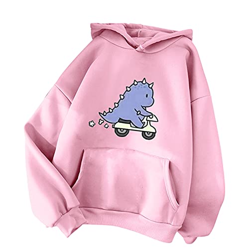 TIMIYUYU Pullover Teenager Mädchen Kawaii Hoodie Herbst Winter Kapuzenpullover Damen Pulli Casual Sweatshirt Kapuze Sport Outerwear Warme Pullover Oberteile (Rosa2, S) von TIMIYUYU